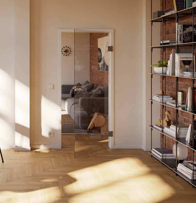 Brillant Glas-Drehtür im Wohnraum